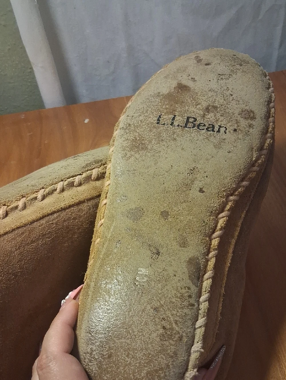 L.L Bean Men's Brown Suede Shearling Lined Slip-On Slippers Size 10 - Picture 13 of 13